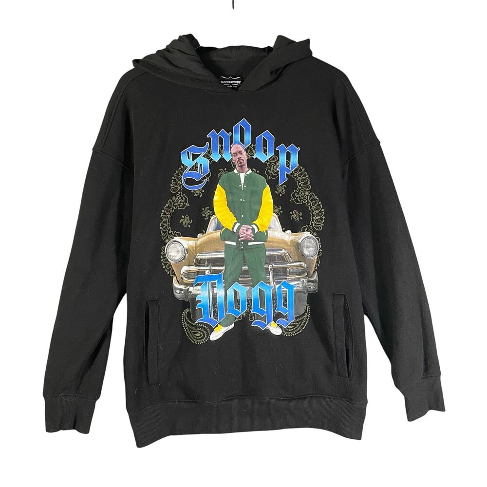 Dogg Supply Snoop Dogg Black Hoodie Size S Graphic Car Print Poly Streetwear‎